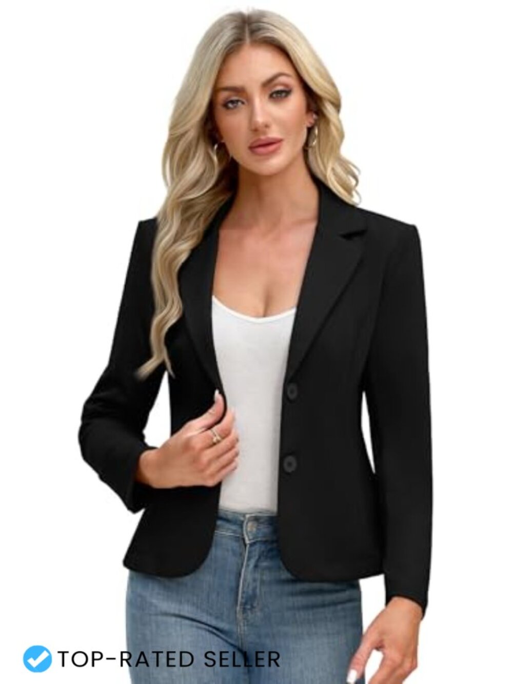 ELLEVEN Women's Knit Blazer Business Casual Office Jacket